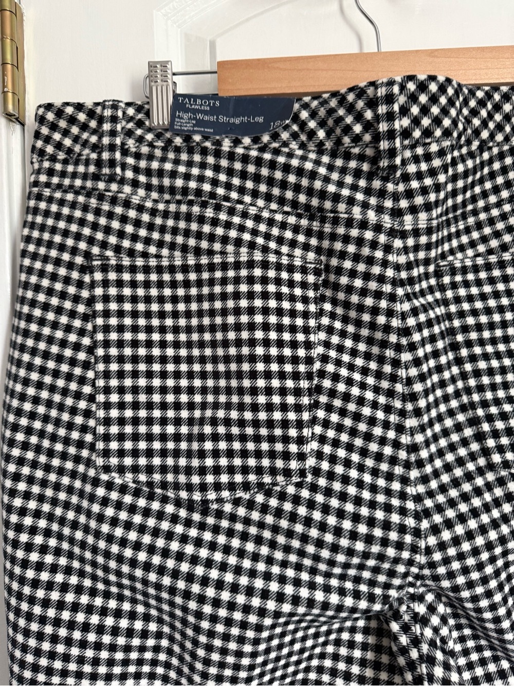 Talbots Black and White Gingham Straight Leg Pants - Picture 8 of 9